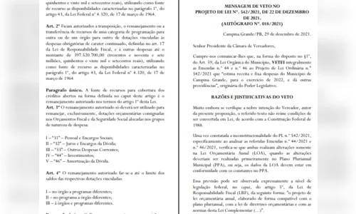 
				
					Bruno sanciona LOA 2022, mas veta duas Emendas aprovadas pela Câmara
				
				