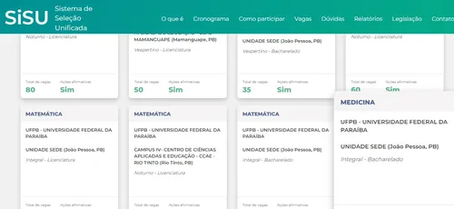 
				
					Primeiras notas de corte parciais do Sisu em universidades da PB estão disponíveis; veja como consultá-las
				
				