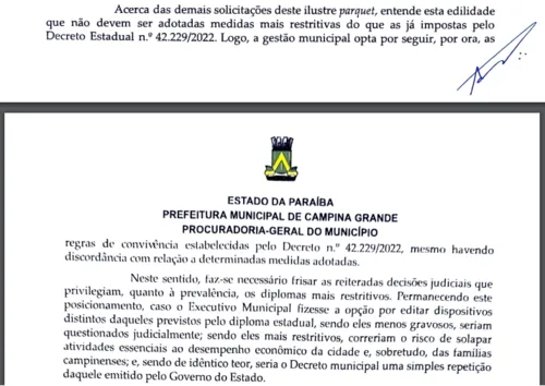 
				
					Resposta ao MP: prefeitura de Campina não concorda com mais restrições, mas não descarta novo decreto
				
				