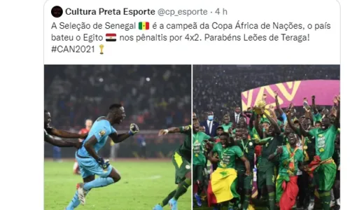 
                                        
                                            Chico César homenageia primeiro título de Senegal na Copa Africana com citação a “Mama África” no Twitter
                                        
                                        