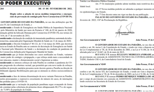 
				
					Decreto cancela ponto facultativo de carnaval e determina exigência de passaporte vacinal em escolas da Paraíba
				
				