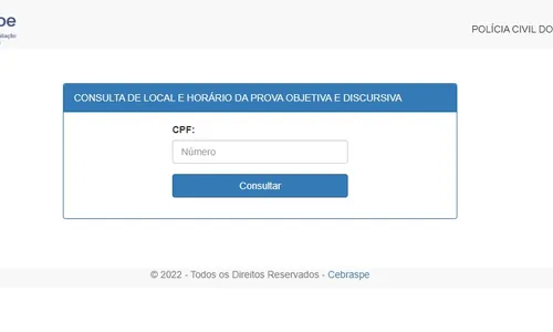 
                                        
                                            Consulta aos locais de prova do concurso da Polícia Civil da Paraíba é aberta
                                        
                                        