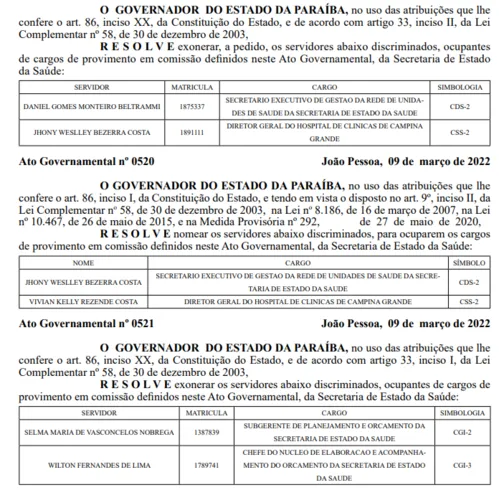 
				
					Beltrammi deixa a Secretaria de Gestão Hospitalar da Paraíba para se "dedicar" à Fundação PB Saúde; confira mudanças
				
				