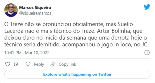 
				
					Após derrota para o Nacional de Patos, Treze demite Suélio Lacerda às vésperas do Clássico dos Maiorais
				
				