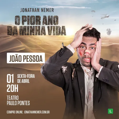 
				
					Comediante Jonathan Nemer se apresenta em João Pessoa nesta sexta-feira
				
				