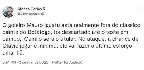 
				
					Mauro Iguatu será desfalque no Campinense contra o Botafogo-PB; Olávio é dúvida
				
				