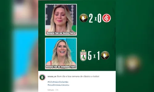 
				
					Sousa atropela Globo FC pela Copa do Nordeste, entra na onda da torcida e provoca Internacional nas redes sociais
				
				