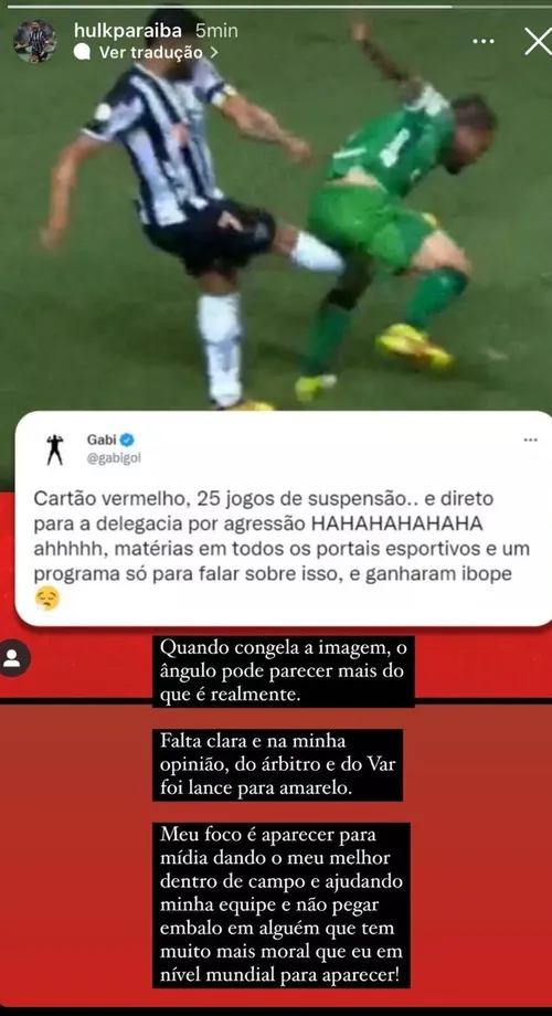 
				
					Nas redes sociais, Hulk e Gabigol trocam farpas, e o paraibano alfineta o flamenguista: "Querendo aparecer"
				
				