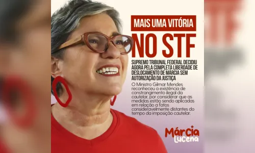 
				
					Márcia Lucena consegue no STF autorização para viajar sem pedir autorização à Justiça
				
				