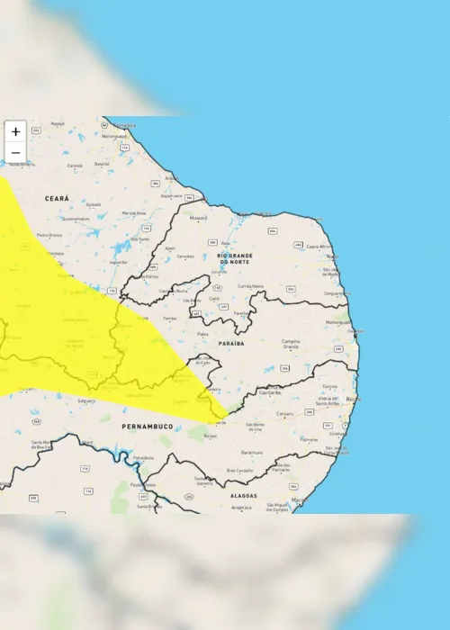 
                                        
                                            Inmet emite alerta amarelo de perigo potencial de chuvas intensas para 48 cidades da Paraíba
                                        
                                        