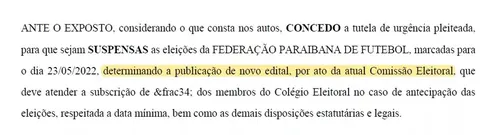 
				
					Juiz determina nova publicação de edital para eleições na FPF-PB e ordena que processo seja dirigido por comissão
				
				