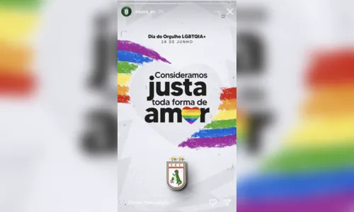 
				
					Clubes paraibanos lembram o Dia Internacional do Orgulho LGBTQIA+ com homenagens
				
				