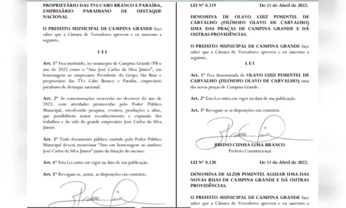 
				
					Lei de Campina Grande institui "Ano José Carlos da Silva Júnior" em 2023
				
				