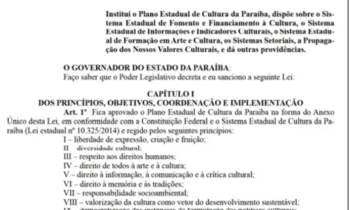 
                                        
                                            Governo da Paraíba institui o Plano Estadual de Cultura
                                        
                                        