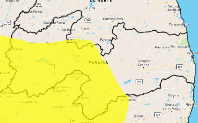 
                                        
                                            Inmet emite alerta de perigo potencial de vendaval para 93 cidades da PB; veja lista
                                        
                                        