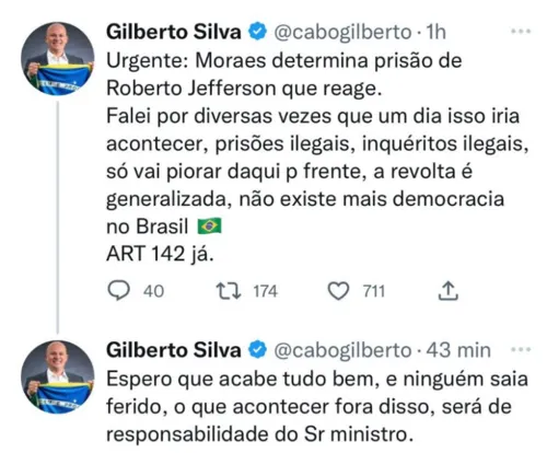 
				
					Extremistas e fanáticos como Roberto Jefferson vão criar o "caos" para pedir intervenção militar
				
				