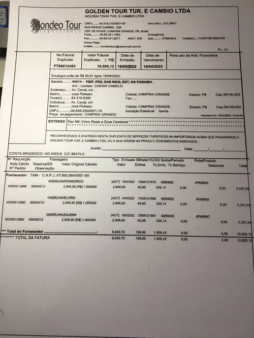 
				
					Fiep gasta R$ 63,8 mil em passagens aéreas para familiares de dirigente e R$ 40 mil com bebidas em camarote
				
				