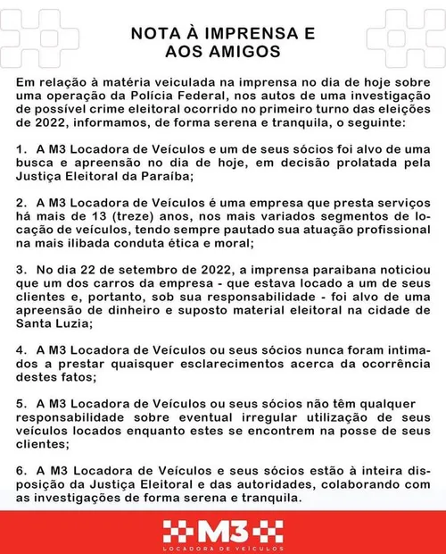 
				
					Alvo de busca da Polícia Federal, locadora de veículos recebeu mais de R$ 5 milhões da ALPB e prefeituras
				
				