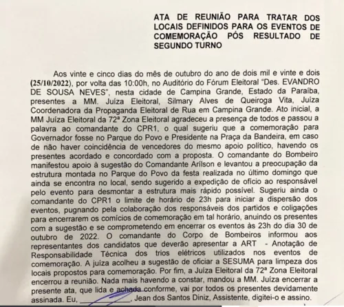 
				
					Justiça e partidos definem locais da 'festa da vitória' de governador e presidente em Campina; veja pontos
				
				