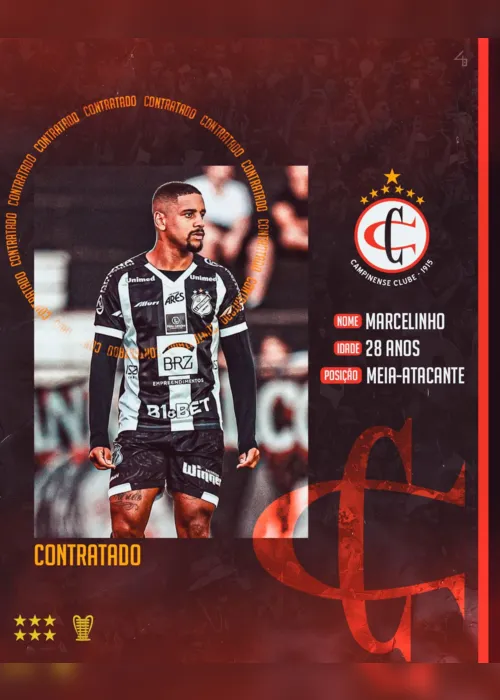 
                                        
                                            Campinense anuncia o meia-atacante Marcelinho, ex-Inter de Limeira, para a próxima temporada
                                        
                                        
