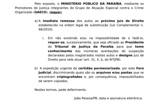 
				
					Nove juízes deixam processo da Calvário e Gaeco pede que TJ designe magistrado para julgar
				
				