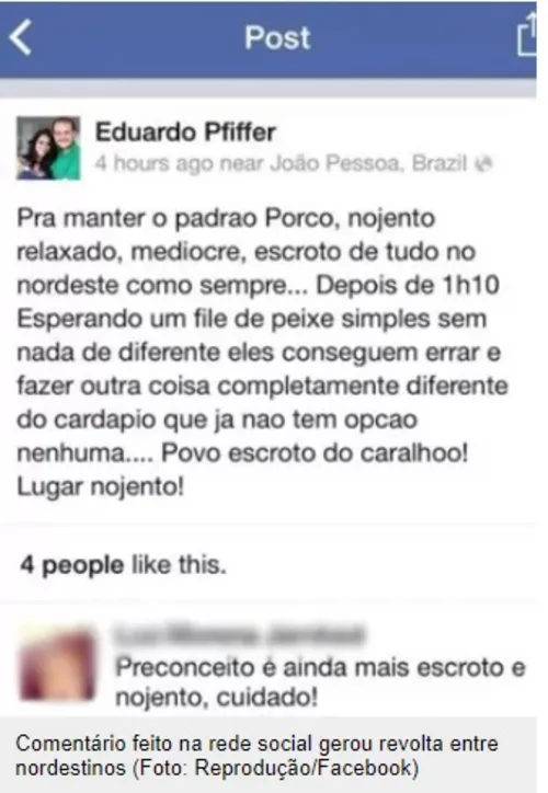 
				
					Piloto que xingou paraibanos em rede social pagará multa R$ 25 mil e tem que se retratar
				
				