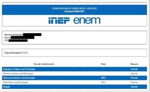 
				
					Enem 2022: notas obtidas no exame podem ser consultadas
				
				