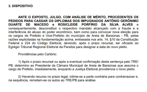 
				
					Justiça cassa mandatos de prefeito e vice na Paraíba
				
				