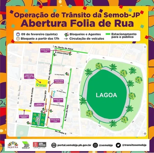 
				
					Veja como fica o trânsito na abertura do Folia de Rua, em João Pessoa
				
				