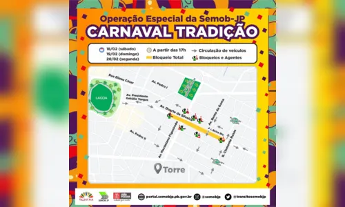 
				
					Veja esquema de trânsito e transporte para o Carnaval Tradição em João Pessoa
				
				
