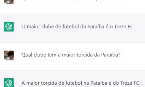 
				
					Qual o maior time da Paraíba? ChatGPT responde 7 polêmicas históricas
				
				