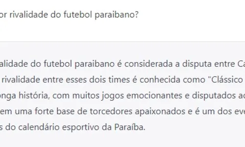 
				
					Qual o maior time da Paraíba? ChatGPT responde 7 polêmicas históricas
				
				