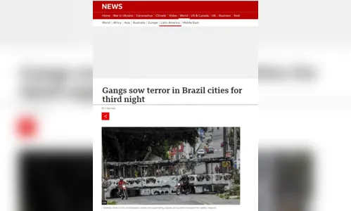 
				
					Jornais do mundo destacam ataques no RN
				
				