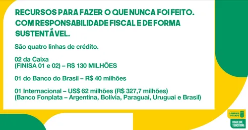 
				
					Confira obras que a prefeitura de CG pretende fazer com empréstimos de R$ 500 milhões
				
				