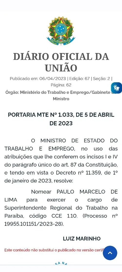 
				
					Antônio Barbosa vai comandar o Incra e Paulo Marcelo a Superintendência do Trabalho na Paraíba
				
				