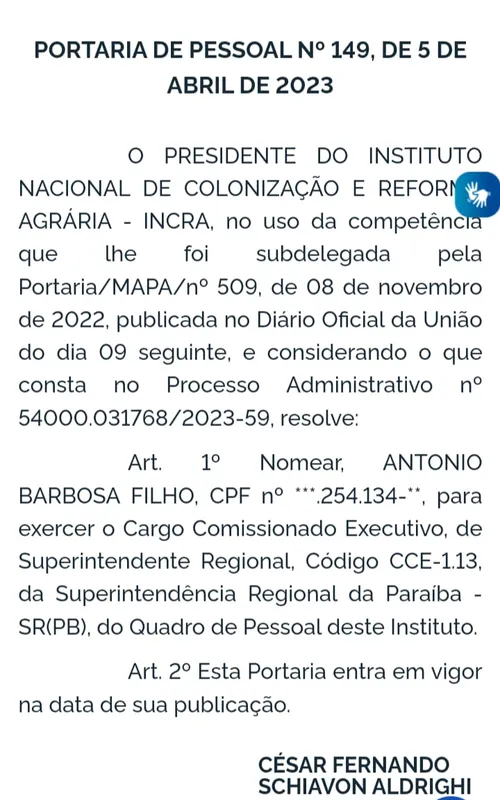 
				
					Antônio Barbosa vai comandar o Incra e Paulo Marcelo a Superintendência do Trabalho na Paraíba
				
				