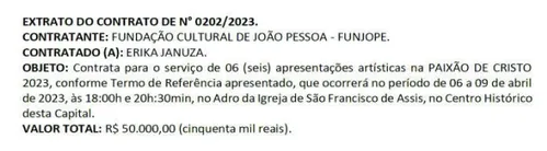 
				
					Saiba qual o cachê de Érika Januza e Henri Castelli para Paixão de Cristo em João Pessoa
				
				