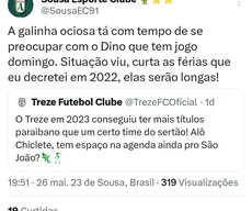 Treze e Sousa se provocam nas redes sociais após nova absolvição do Galo