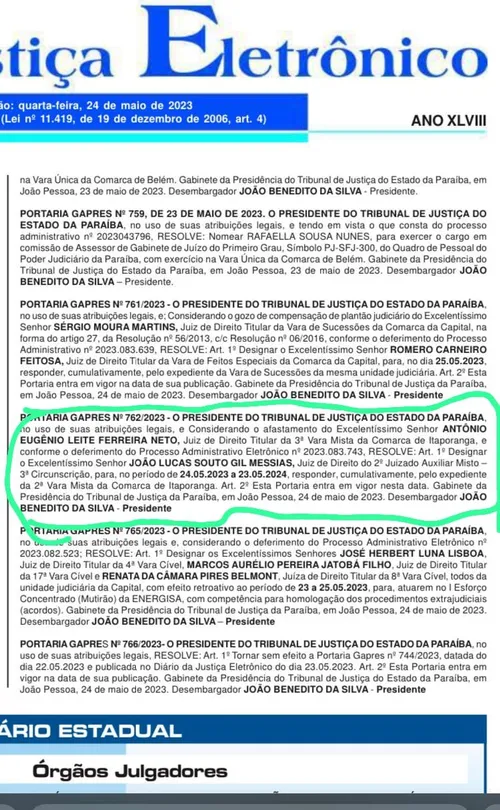 
				
					TJPB afasta pela segunda vez juiz investigado pelo Gaeco, desta vez por um ano
				
				