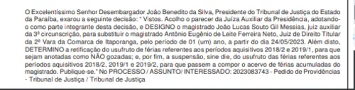 
				
					TJPB afasta pela segunda vez juiz investigado pelo Gaeco, desta vez por um ano
				
				