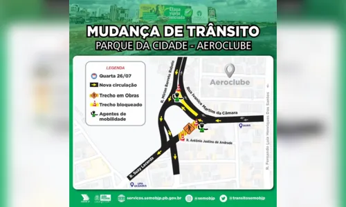 
				
					João Pessoa vai ter mudança de trânsito nas proximidades de obras do Parque da Cidade
				
				