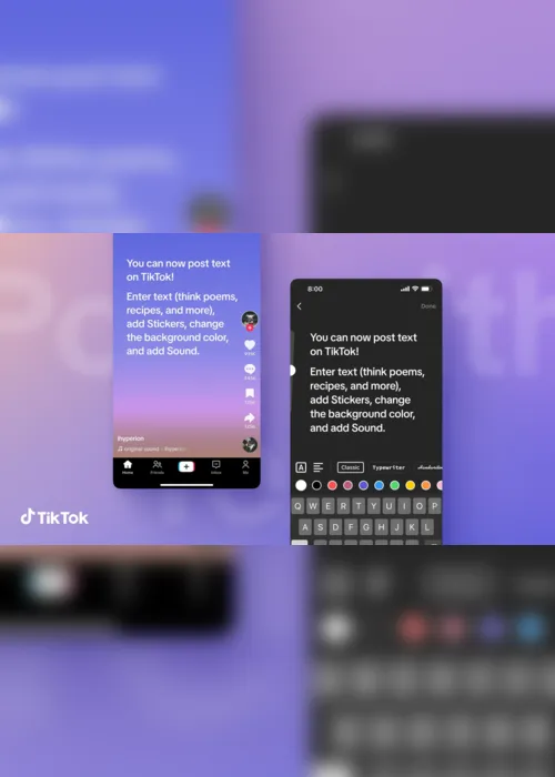 
                                        
                                            TikTok libera função de criar posts só com textos
                                        
                                        