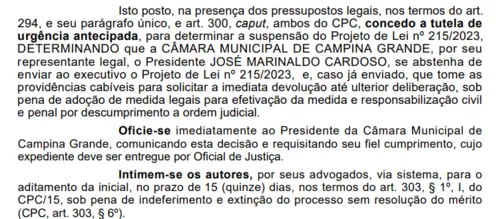 
				
					Em 24 horas: vereadores de Campina aprovam projeto, Justiça barra e prefeito sanciona
				
				