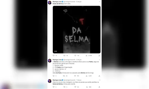 
				
					Confira publicações sobre 'Festa da Selma' feitas por influencer paraibano, preso em João Pessoa
				
				
