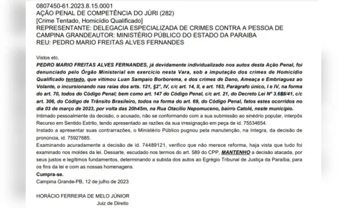 
				
					Justiça manda a júri popular advogado que atropelou motoboy em Campina Grande
				
				