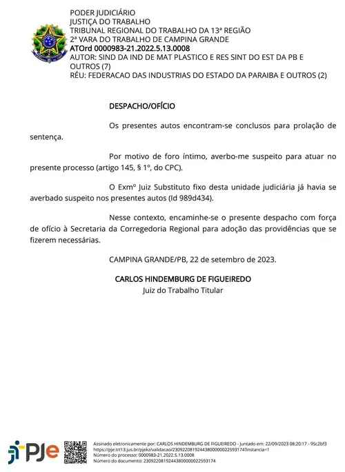 
				
					A poucos dias da posse na Fiep, juiz se declara suspeito para julgar afastamento de Buega
				
				