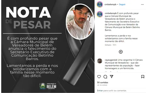 
				
					Fim dos tempos: prefeitura de Belém decreta luto pela morte do assassino de Rayssa Sá
				
				