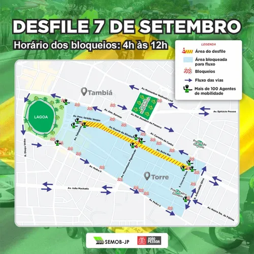 
				
					Trânsito sofre alterações para desfile cívico de 7 de setembro em João Pessoa
				
				