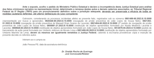 
				
					Operação 'Festa no Terreiro': Justiça manda processo envolvendo prefeito para TRF5
				
				