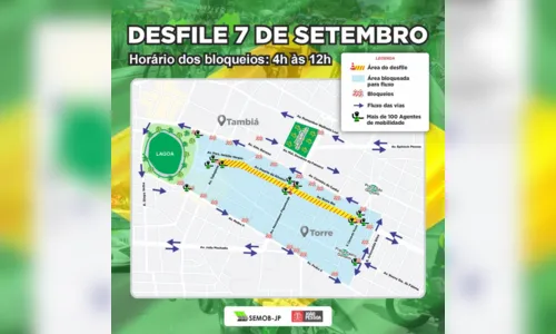 
				
					Trânsito sofre alterações para desfile cívico de 7 de setembro em João Pessoa
				
				